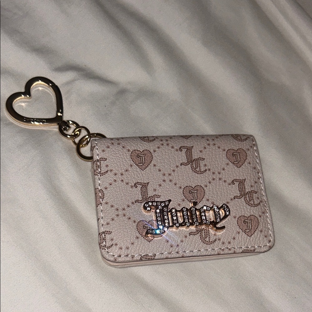 Juicy Couture Blush Card Holder with Heart Keychain